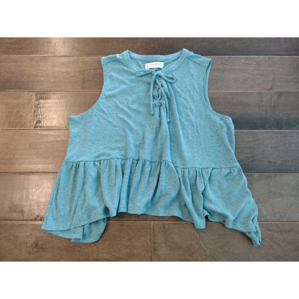 LUCKY BRAND Women's green Boho Babydoll lace-up sleeveless Tank Top - size L
